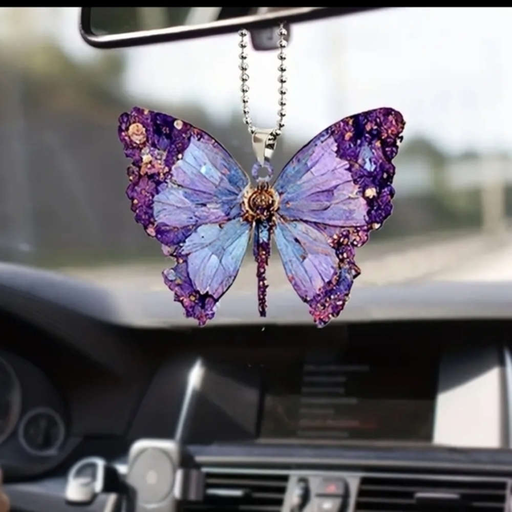 Auto Rearview Mirror Acrylic Butterfly Hanging‎ Car Pendant